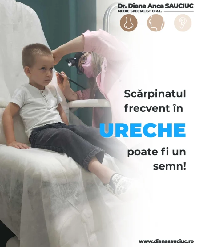 Scărpinatul frecvent în ureche poate fi un semn! 👂👧👦 Dacă observi că cel mic își duce des mâna la ureche, o scarpină sau o freacă, fără să se plângă de durere, ar putea avea:🔸 un dop de cerumen🔸 o infecție incipientă🔸 iritație locală sau o infecție fungică (otomicoză)👩‍⚕ Uneori, disconfortul nu doare, dar poate evolua și provoca probleme mai mari.🔍 O consultație poate clarifica rapid situația! ------------------------------📌 Dr. Diana Anca Sauciuc - Medic specialist ORL 📱 Programează-te acum: 0747 201 320 / 0791 482 284 / 0791 482 316🌐 www.dianasauciuc.ro📍 ATRIA Medical - Blvd. Mihai Eminescu Nr. 42, Botoșani